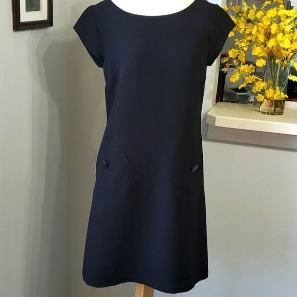 K Dress, classic black, shift style. Animal print in side. Sz 6. adorable dress - Picture 1 of 9